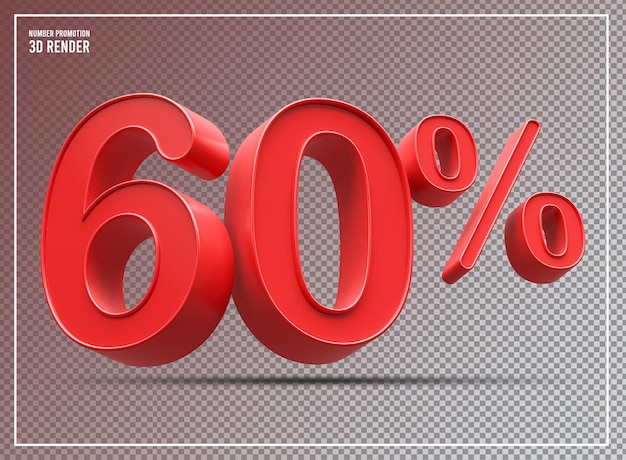 60 Off Red 3D Rendered Discount Sale Promotie