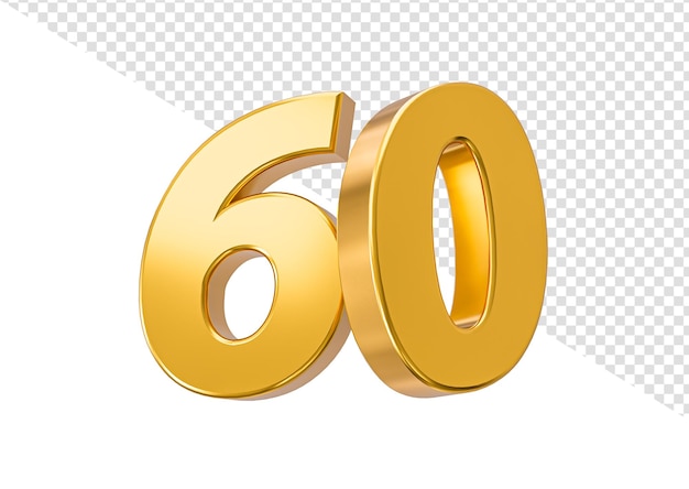 60 off on sale gold percent on isolated background 60th anniversary celebration 3d golden numbers