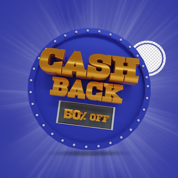 PSD 60 percent cash back 3d render