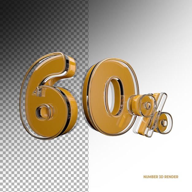 60 percent discount offer 3d rendering design template