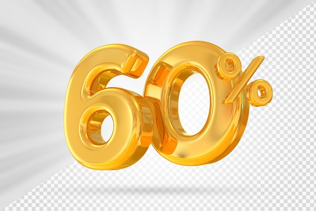 60 per cento di offerta d'oro in 3d