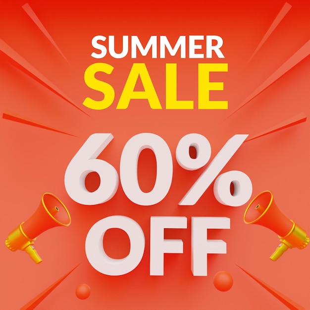 PSD 60 percent off promotion summer sale banner template