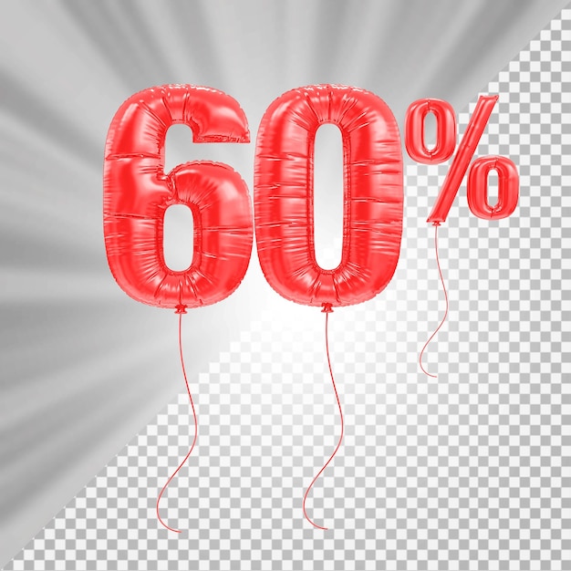 60 percent offer balloons in 3d render