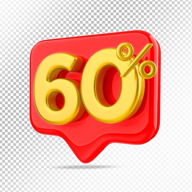 빨간색 3d 렌더링의 60% 제안