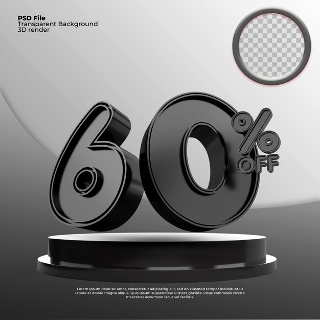 60 percentage sale 3d render black