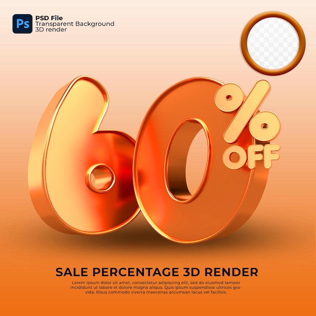 60 percentage sales 3d render gold Style