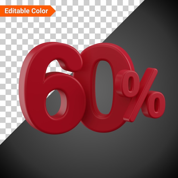 PSD 60 procent korting op 3d-renderingpictogrammen met bewerkbare kleurbestanden