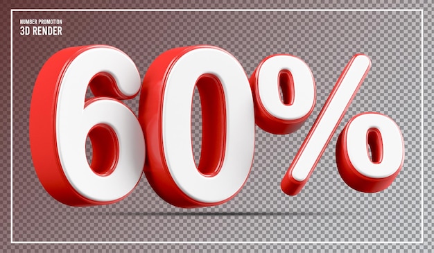 60 procent korting op rood-en-wit 3D-rendering