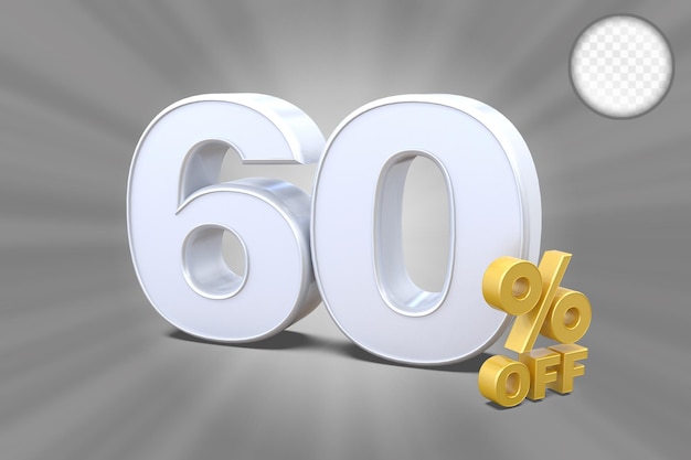 60 procent korting op zilveren 3D verkoop promotie
