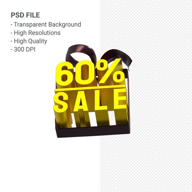 60% sale with bow and ribbon 3d design