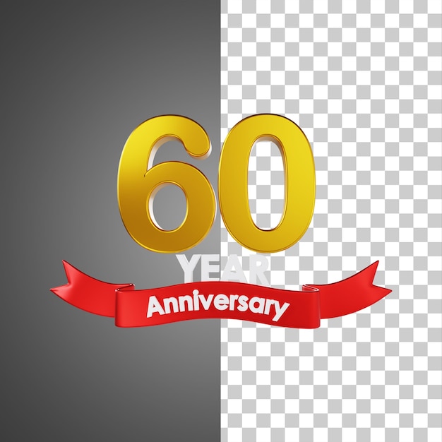 PSD 60 year happy anniversary number 3d illustration