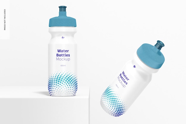 600ml water bottle mockup, falling