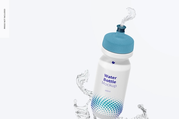 600ml water bottle mockup, floating