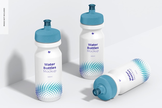 600ml water bottle set mockup