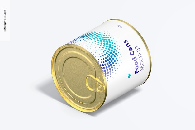 60g food can mockup, isometric left view