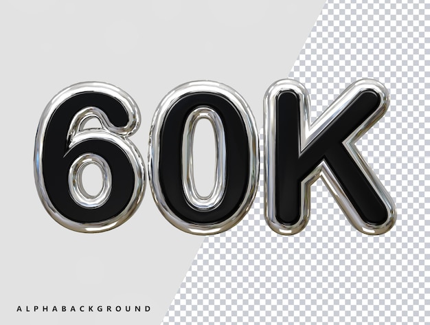 PSD 60k text effect 3d rendering illustration element