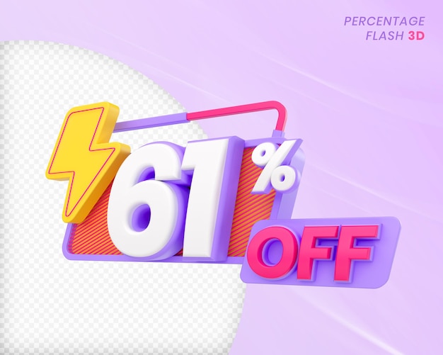 PSD 61 percent off with flash element 3d render premium psd