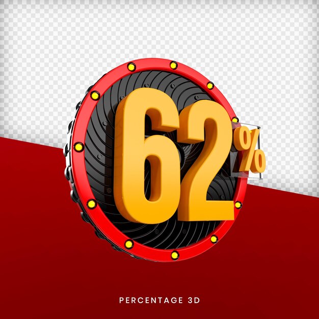 62 Percentage 3d render premium psd