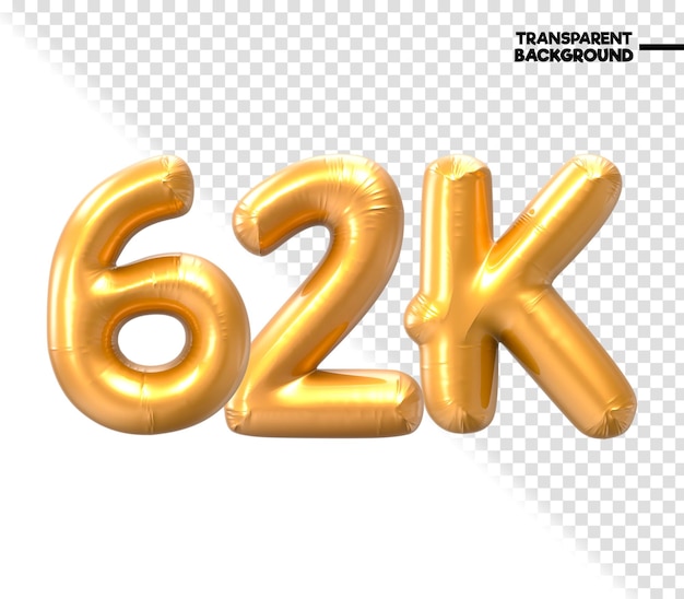 PSD 62k number gold 3d render