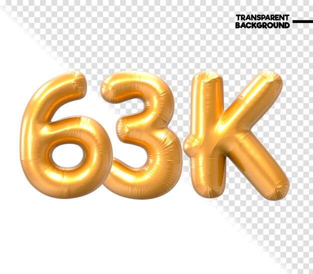 63k number gold 3d render