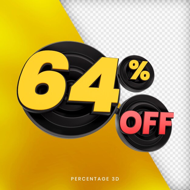 64 percentage off 3d render isolated premium psd