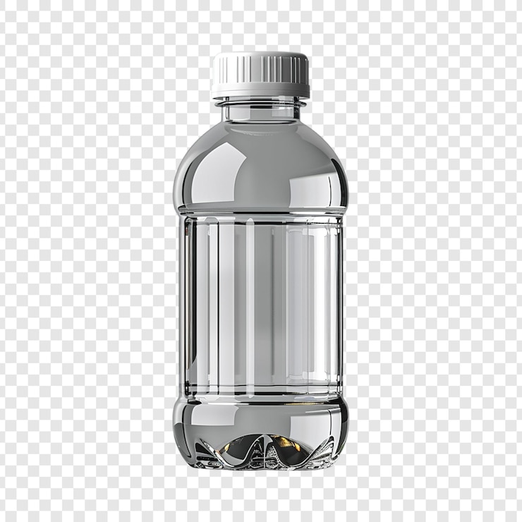 64oz Glossy Plastic Bottle Mockup on transparent background