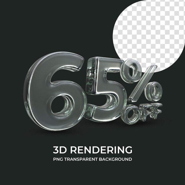 PSD 65 percento di sconto su sfondo trasparente isolato rendering 3d