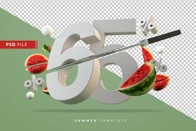 65 percent and sliced watermelon fruit rendering