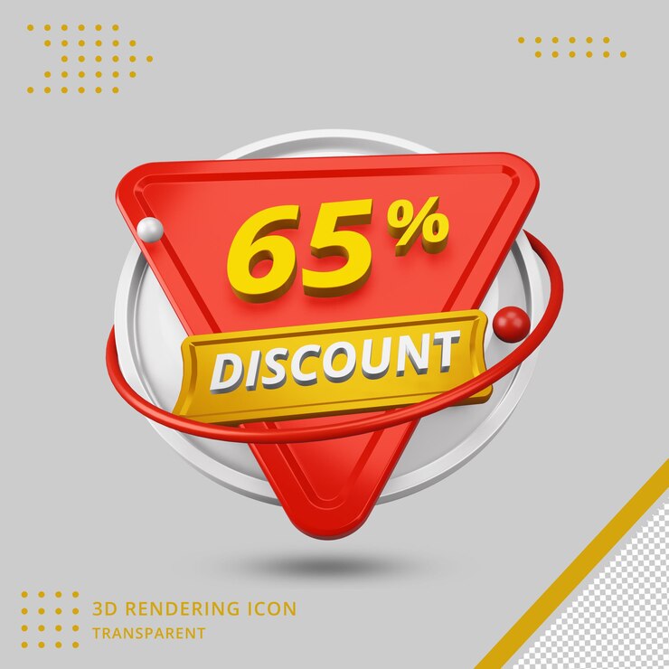 PSD 65 procent 3d-zomerkortingsaanbieding in 3d-rendering geïsoleerd