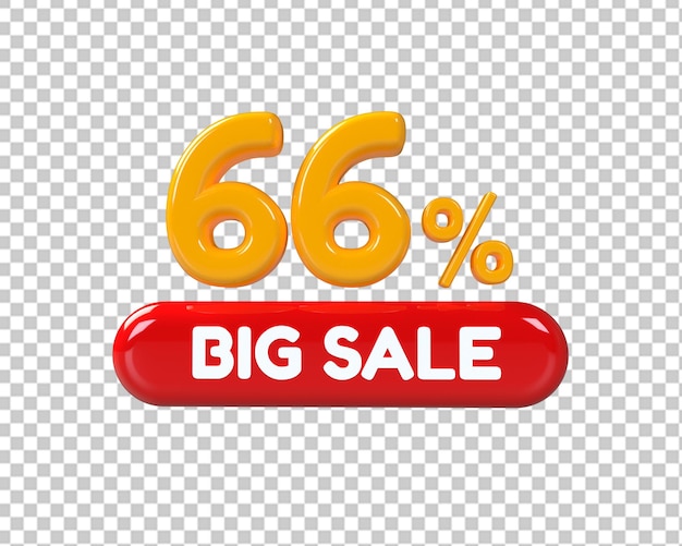 66 percent off discount sale 3d label