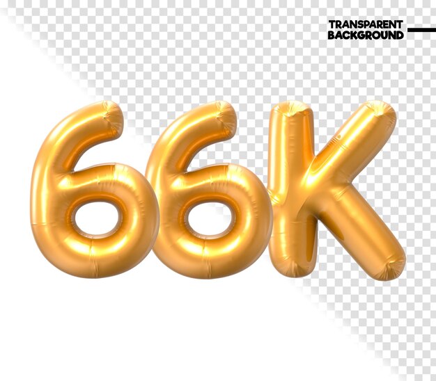 PSD 66k number gold 3d render