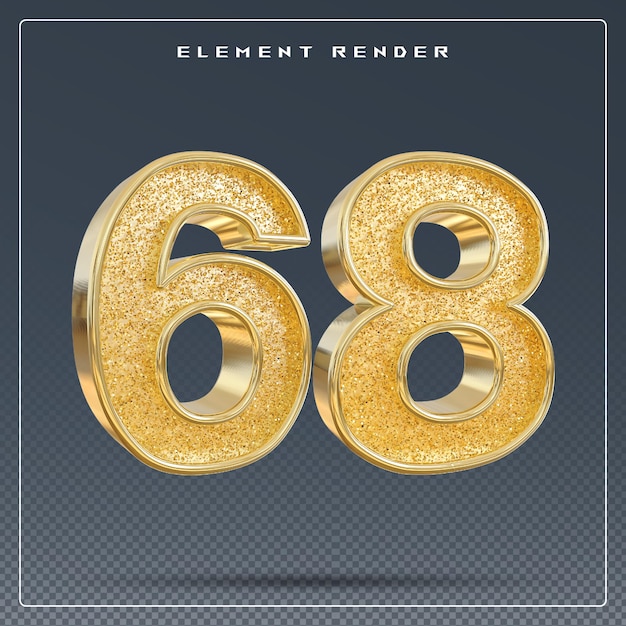 PSD 68 number gold 3d render