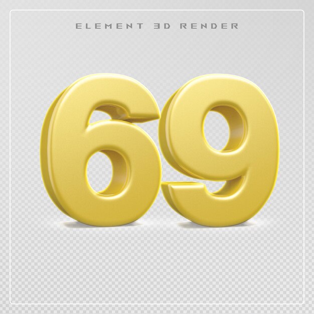 PSD 69 number golden 3d render