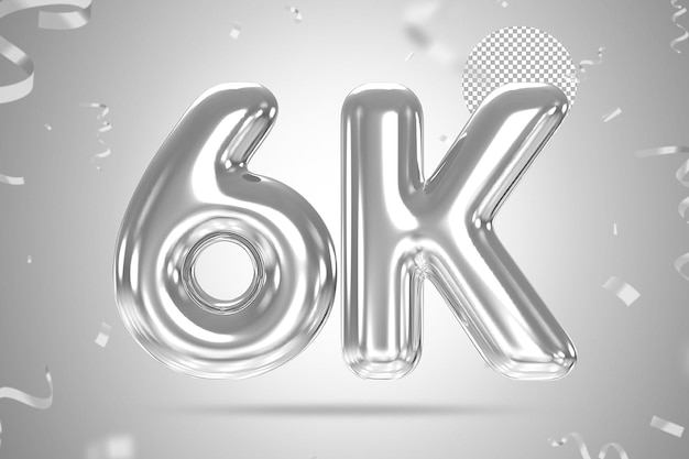 6k followers silver balloons number