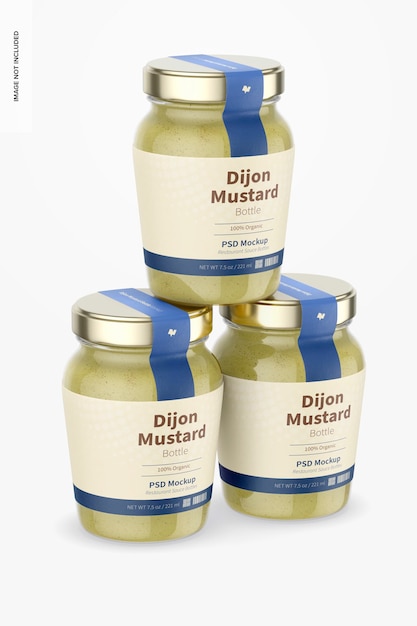 7.5 oz Dijon Mustard Bottles Mockup