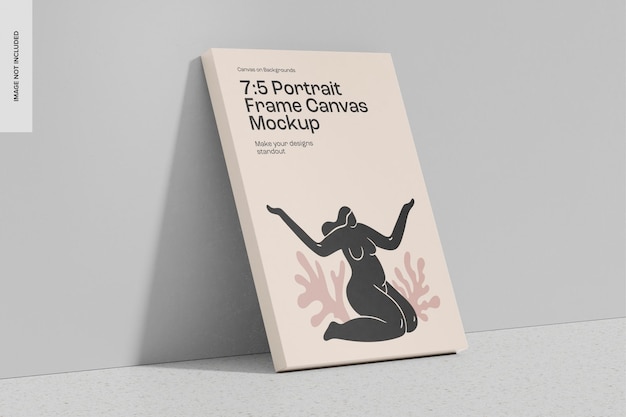 7:5 portrait frame canvas mockup, leaned