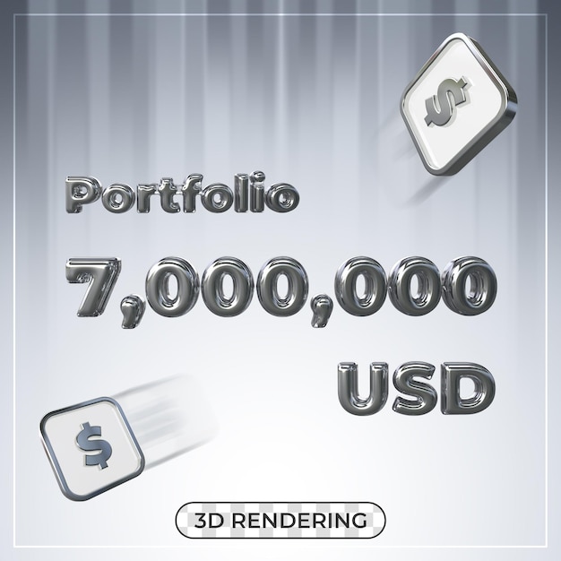 Rendering 3d del portafoglio da 7 milioni di dollari