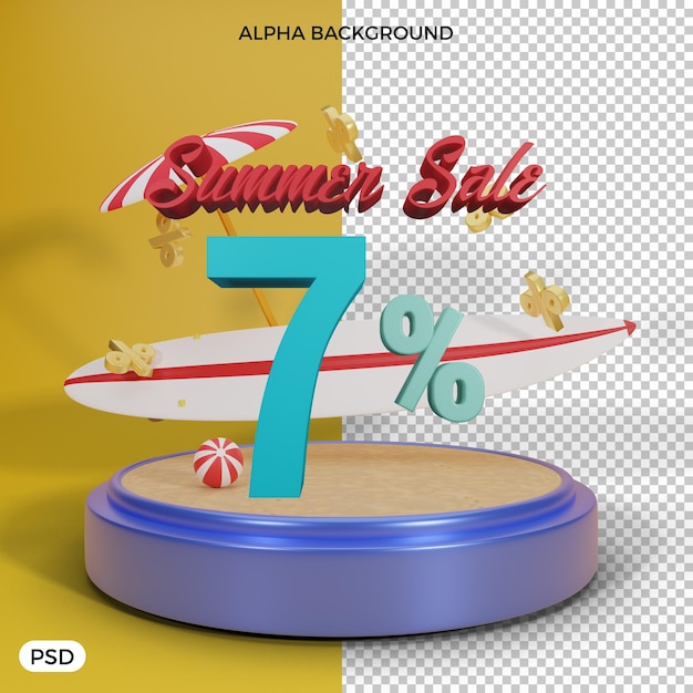 7 percent summer discount offer 3d render