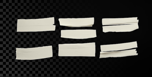 7 pieces of white paper tape on transparent background