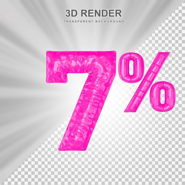 7-procentowa oferta w renderowaniu 3D różowego balonu