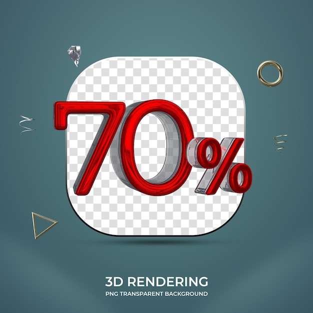 Sfondo trasparente del numero 3d del 70 percento