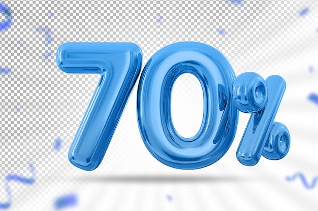 70% 파란색 풍선 3D 제공