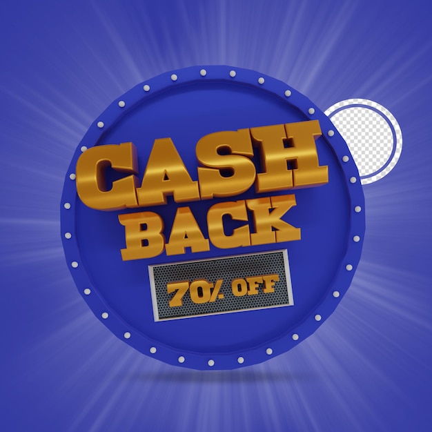 70 percent cash back 3d render