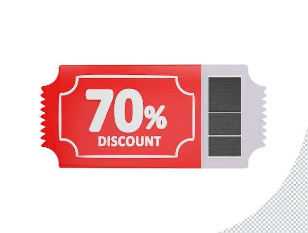 PSD 70 percent discount card icon 3d rendering vector illustration