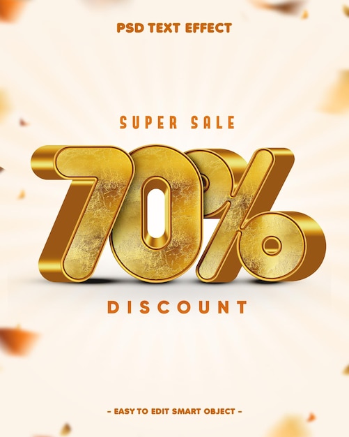 70 Percent Discount Editable Text Effect