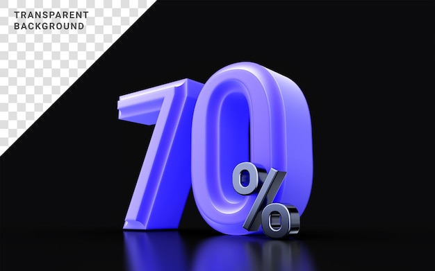 70 percent discount icon with very peri color on dark background 3d illustration mega sale offer