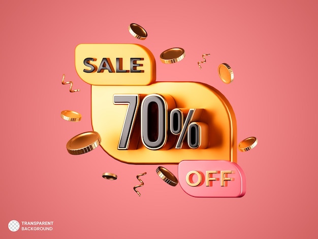 PSD 70 percent off discount 3d sale banner