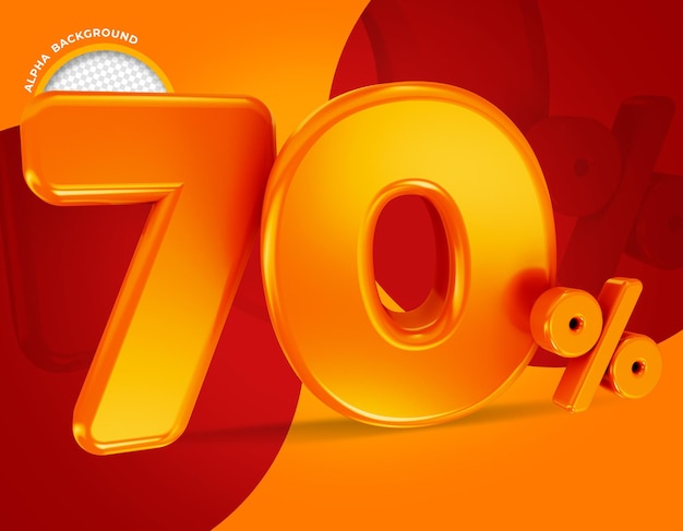 70 percent offer label 3d rendering isolated