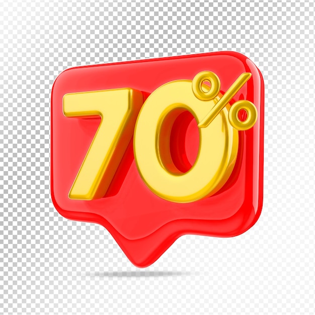 빨간색 3d 렌더링의 70% 제안