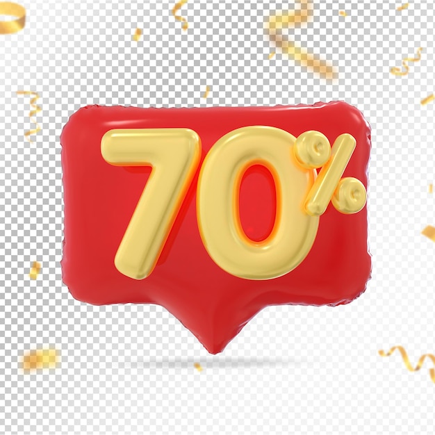 70 percent offer in red 3d rendering